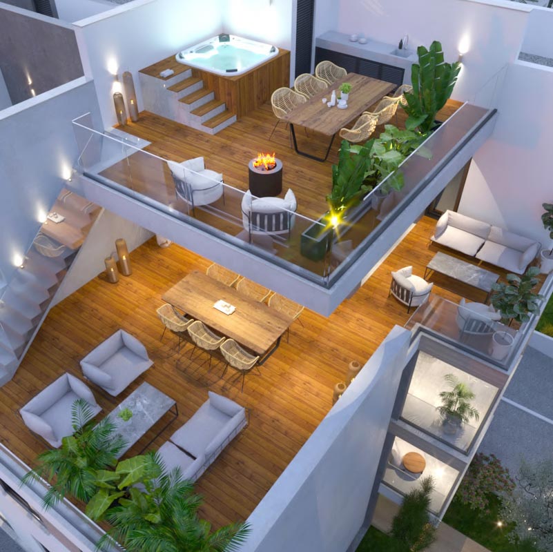 Новый блок квартир в Арадиппу - веранды